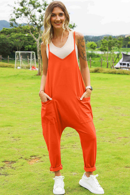 Sleeveless V-Neck Pocketed Jumpsuit - 4 colors