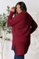 Ribbed Round Neck Long Sleeve Slit Top - 5 Colors