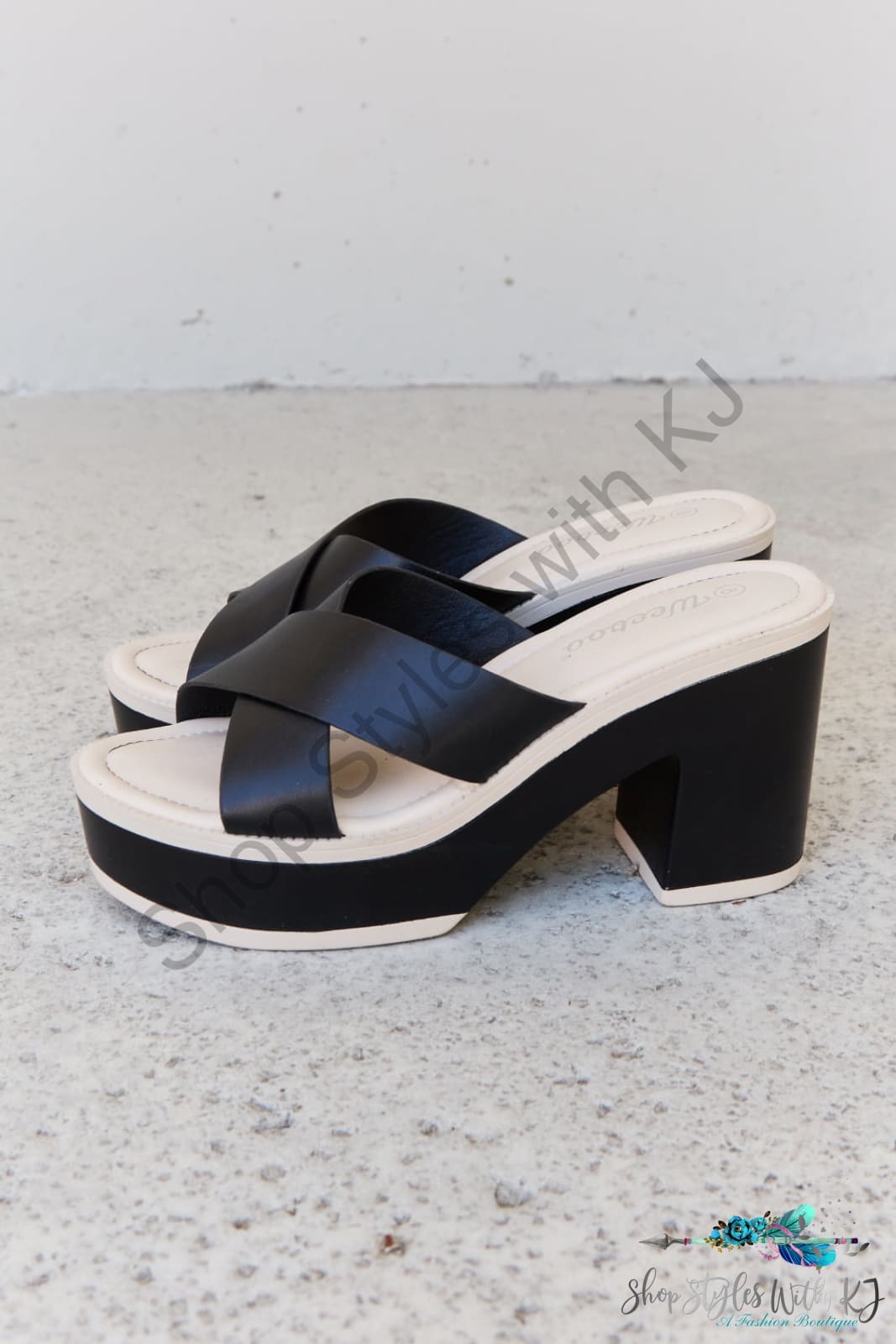 Cherish The Moments Contrast Platform Sandals In Black Shoes