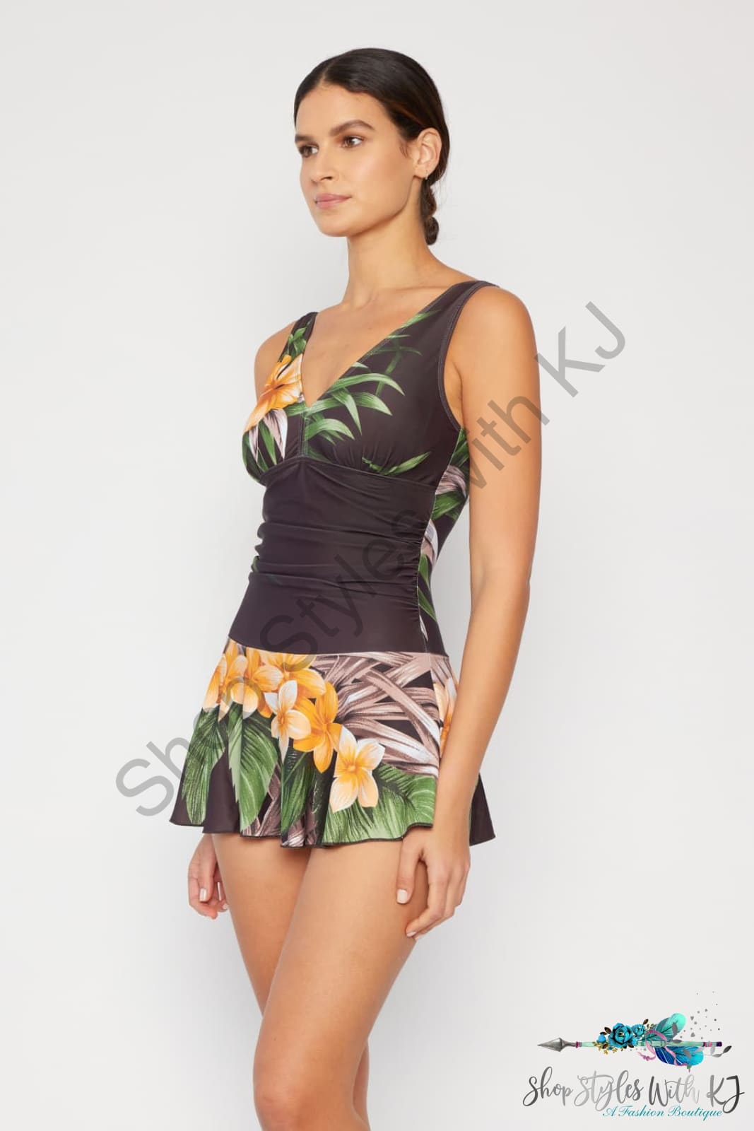 Marina West Swim Full Size Clear Waters Dress In Aloha Brown Swimwear