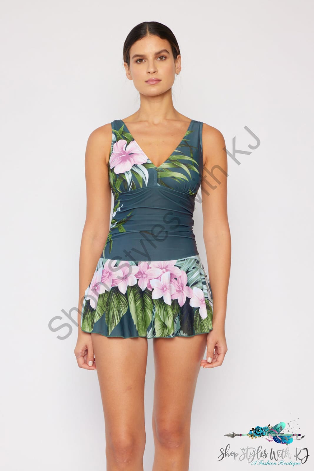 Marina West Swim Full Size Clear Waters Dress In Aloha Forest Swimwear