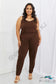 Comfy Casual Solid Elastic Waistband Jumpsuit In Chocolate Jumpsuits & Rompers