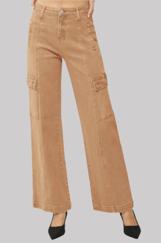 RISEN  High Rise Wide Leg Cargo Jeans