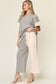 Texture Contrast T-Shirt and Wide Leg Pants Set - 4 Colors