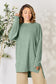 Ribbed Round Neck Long Sleeve Slit Top - 5 Colors