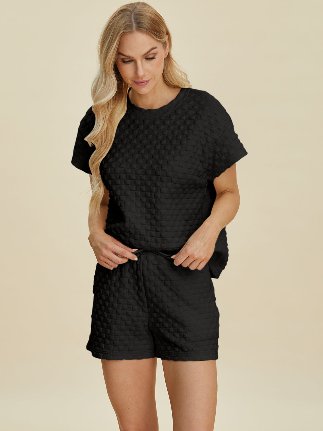 Texture T-Shirt and Shorts Set - 3 Colors