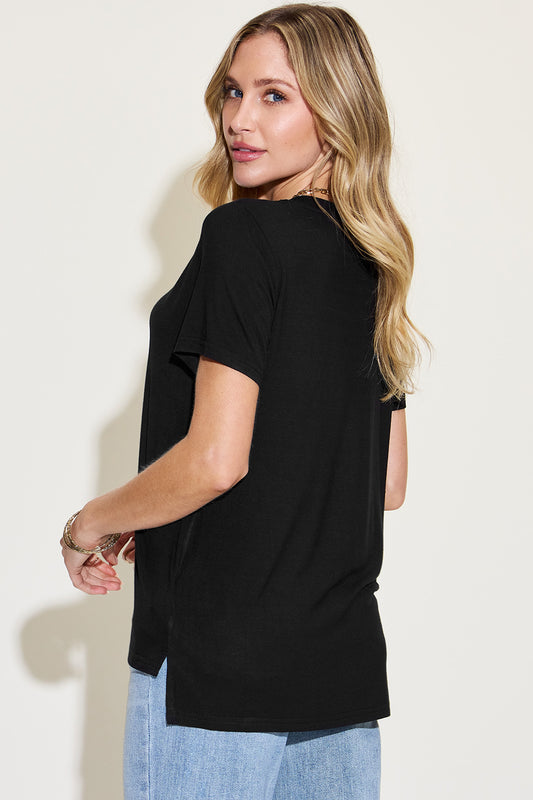 V-Neck High-Low Short Sleeve T-Shirt - 7 Colors