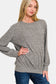 Melange Round Neck Top - Black
