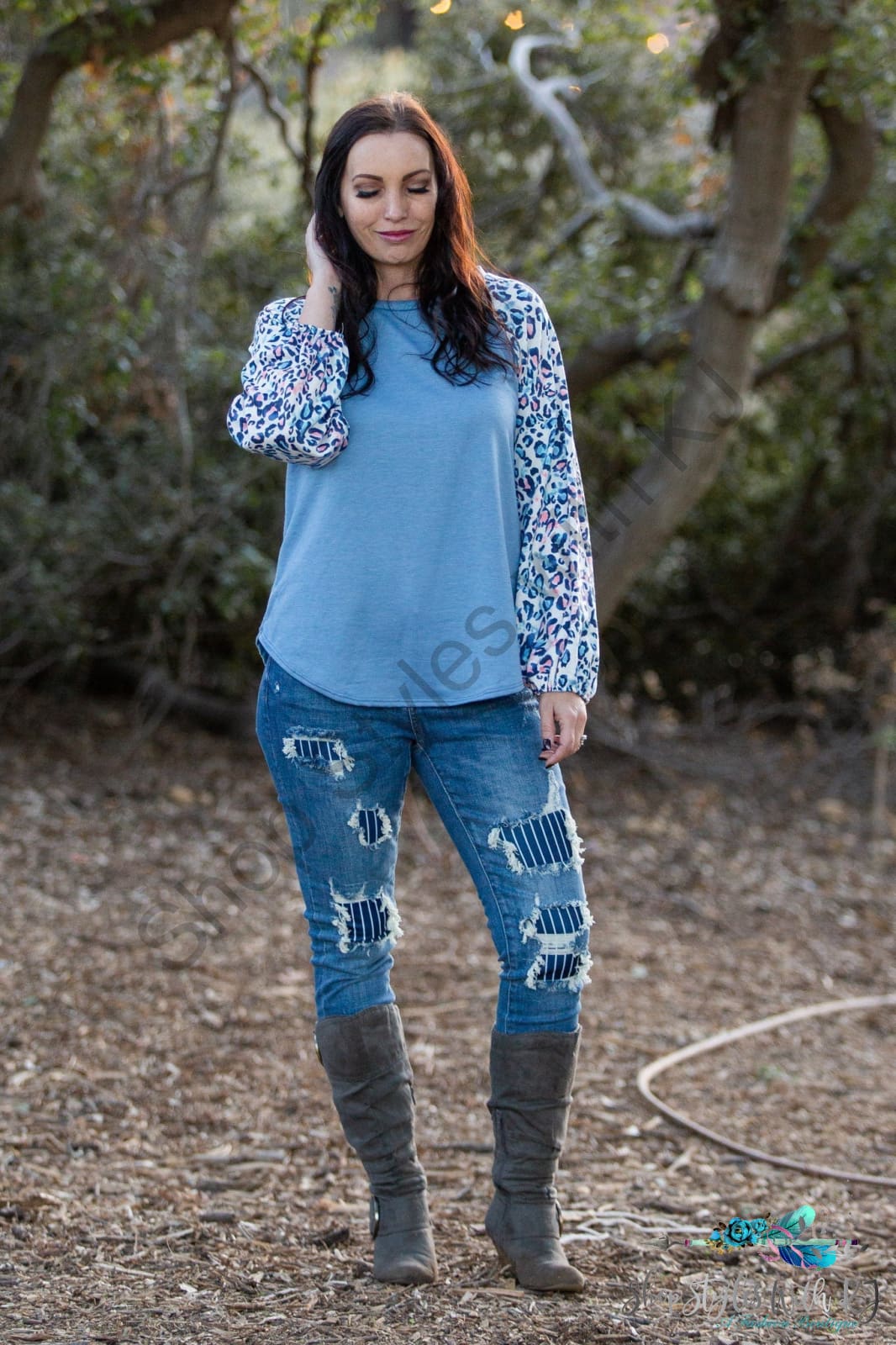 Delightfully Spotted Raglan Top Lastcall