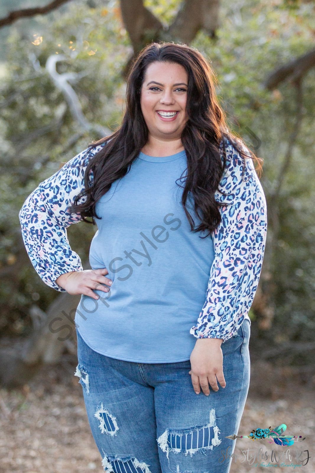 Delightfully Spotted Raglan Top Lastcall