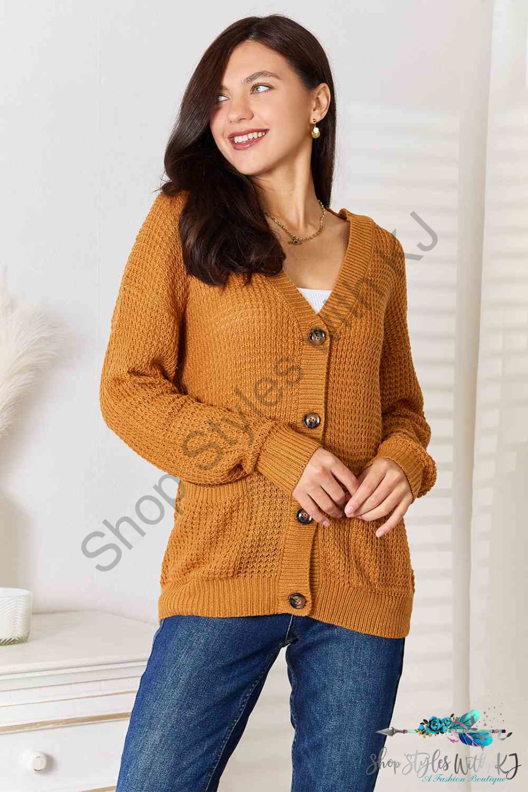 Drop Shoulder Button Down Cardigan With Pockets Sweaters & Cardigans