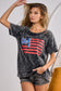 US Flag Washed Laser Cut T-Shirt
