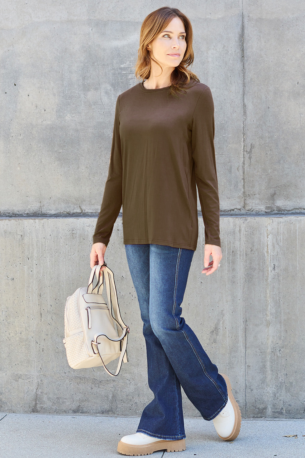 Round Neck Long Sleeve Top - 5 Colors