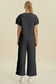 Texture Round Neck Short Sleeve Top and Pants Set