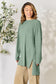 Ribbed Round Neck Long Sleeve Slit Top - 5 Colors