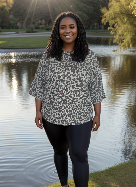 Animal Print Cowl Neck Top