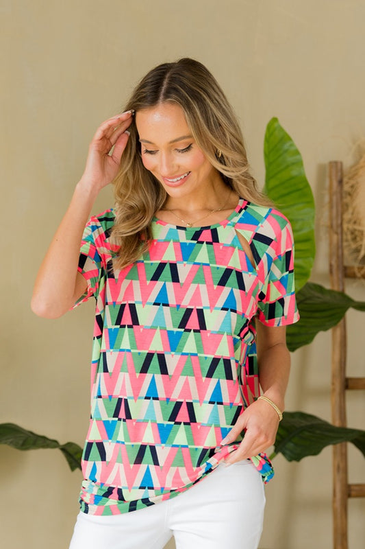 Geometric Round Neck Top