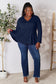 Half Button Long Sleeve Ruffle Hem Blouse - 7 Colors