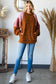 Color Block Faux Fur Raglan Sleeve Sweatshirt - Brown