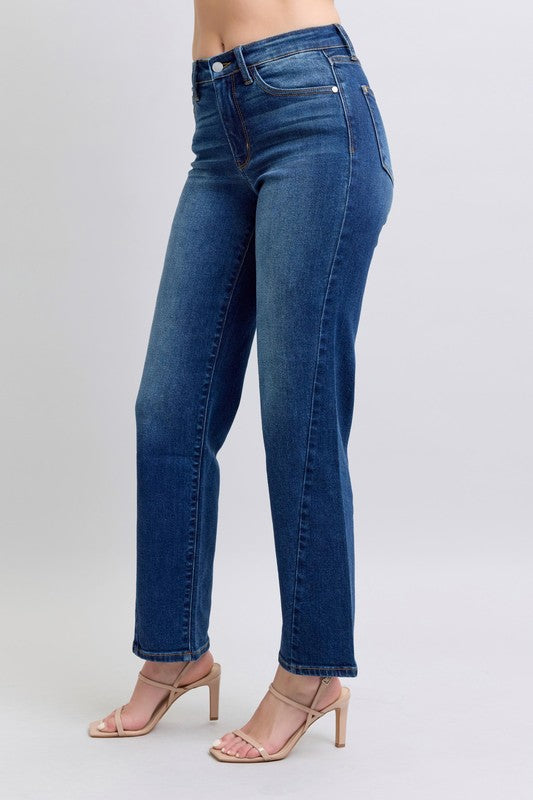 Judy Blue Mid Rise Side Seam Detail Straight Jeans