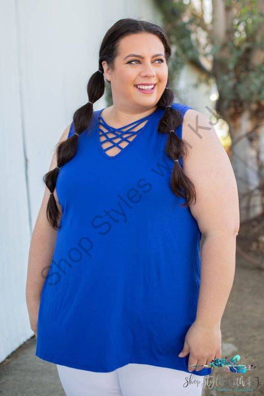 Effortlessly Gorgeous Sleeveless Top In Royal Blue