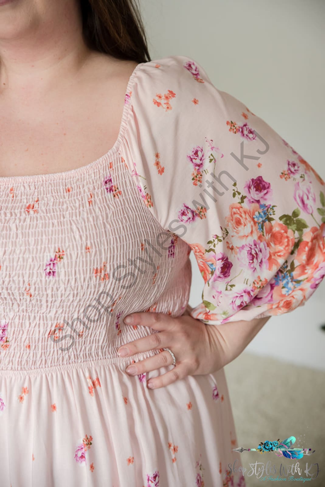 Elegant And Sweet Floral Dress White Birch