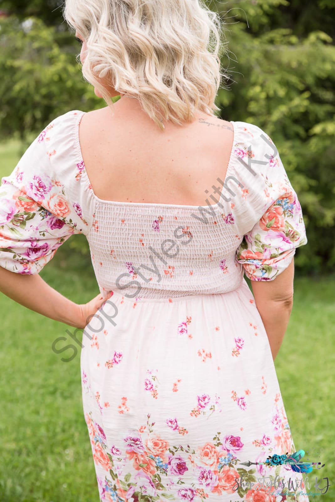 Elegant And Sweet Floral Dress White Birch