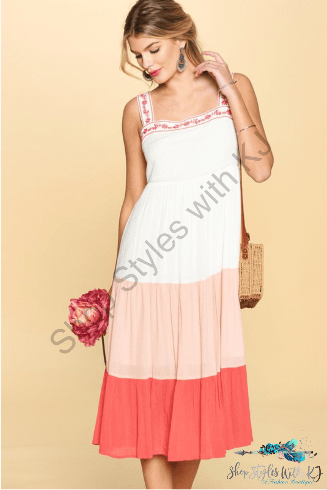 Embellished Beauty Tiered Color Block Dress Summer Sendoff