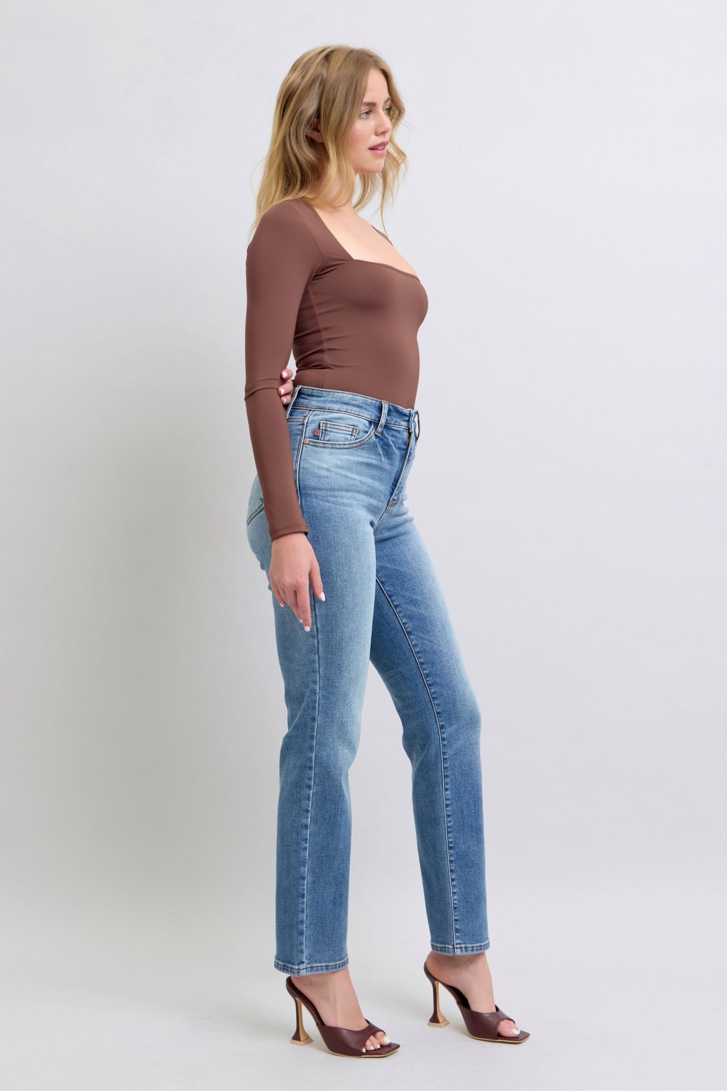 Judy Blue High Rise Wash Thermal Straight Jeans