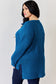 Ribbed Half Button Long Sleeve High-Low T-Shirt - 5 Colors