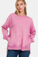 High-Low Acid Wash Fleece Sweatshirt - Dusty Pink