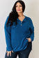 Ribbed Half Button Long Sleeve High-Low T-Shirt - 5 Colors