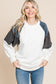 Color Block Faux Fur Raglan Sleeve Sweatshirt - White