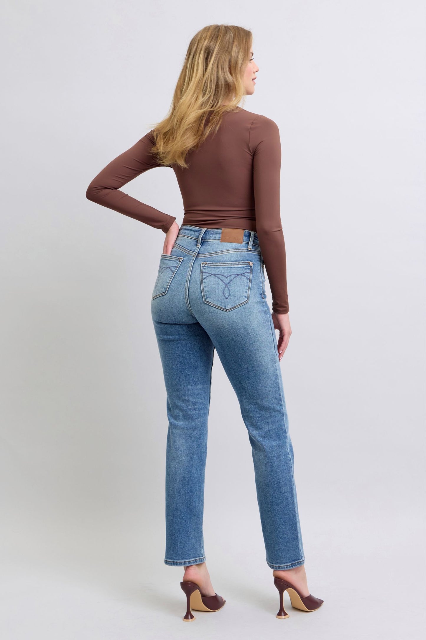 Judy Blue High Rise Wash Thermal Straight Jeans