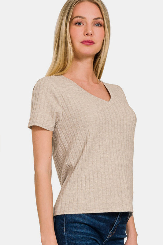 Ribbed Short Sleeve T-Shirt