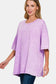 Washed Round Neck Drop Shoulder Oversized T-Shirt - Pink Purple