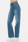 Judy Blue High Waist Tummy Control Cut Raw Hem Straight Jeans