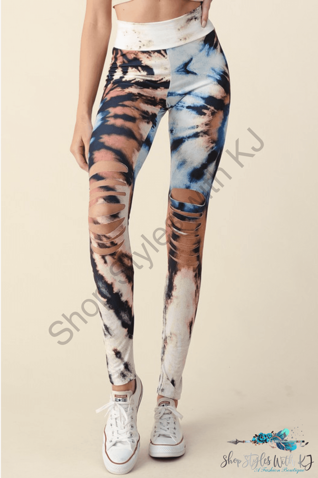 Fall In Love With Tie Dye Laser Cut Leggings