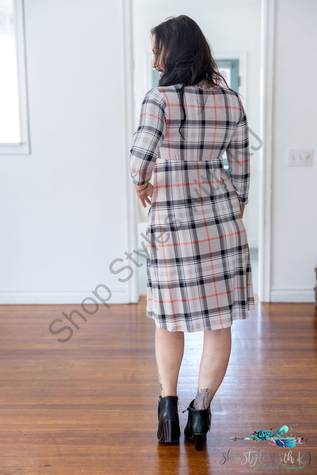 Fall Plaid Surplice Dress Springintospring