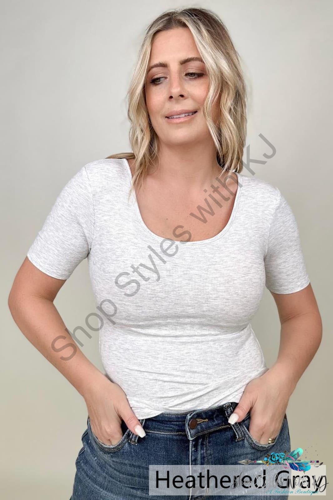 Fawnfit Basic Ribbed Fitted Tee With Built In Bra T-Shirts
