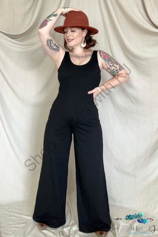 Fawnfit Wide Leg Sleeveless Jumpsuit With Built-In Bra Jumpsuits