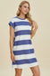 Striped Cap Sleeve Dress With Pockets- 3 Colors