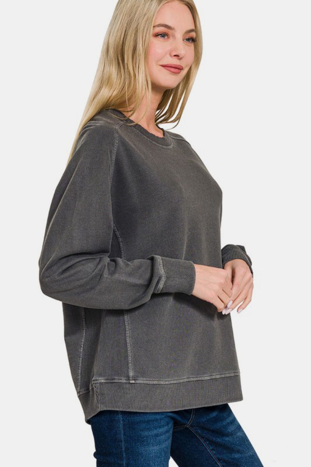 Pigment Dyed French Terry Sweatshirt - Black