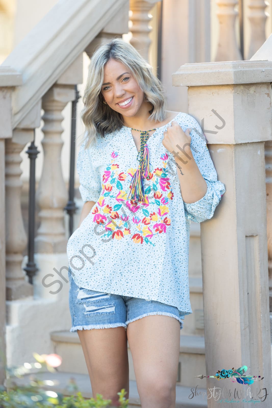 Fiesta Time Embroidered 3/4 Sleeve