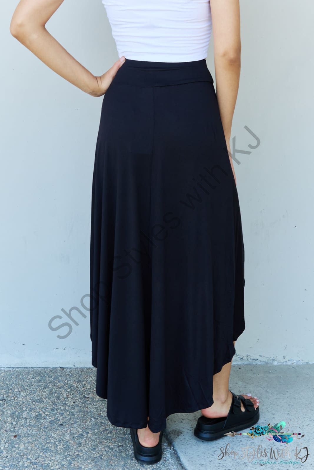 Ninexis First Choice High Waisted Flare Maxi Skirt In Black