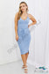 Flatter Me Ribbed Front Tie Midi Dress In Pastel Blue Dresses