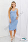 Flatter Me Ribbed Front Tie Midi Dress In Pastel Blue Dresses