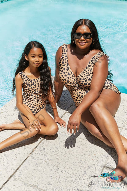Marina West Swim Full Size Float On Ruffle Faux Wrap One-Piece In Leopard / S Swimwear