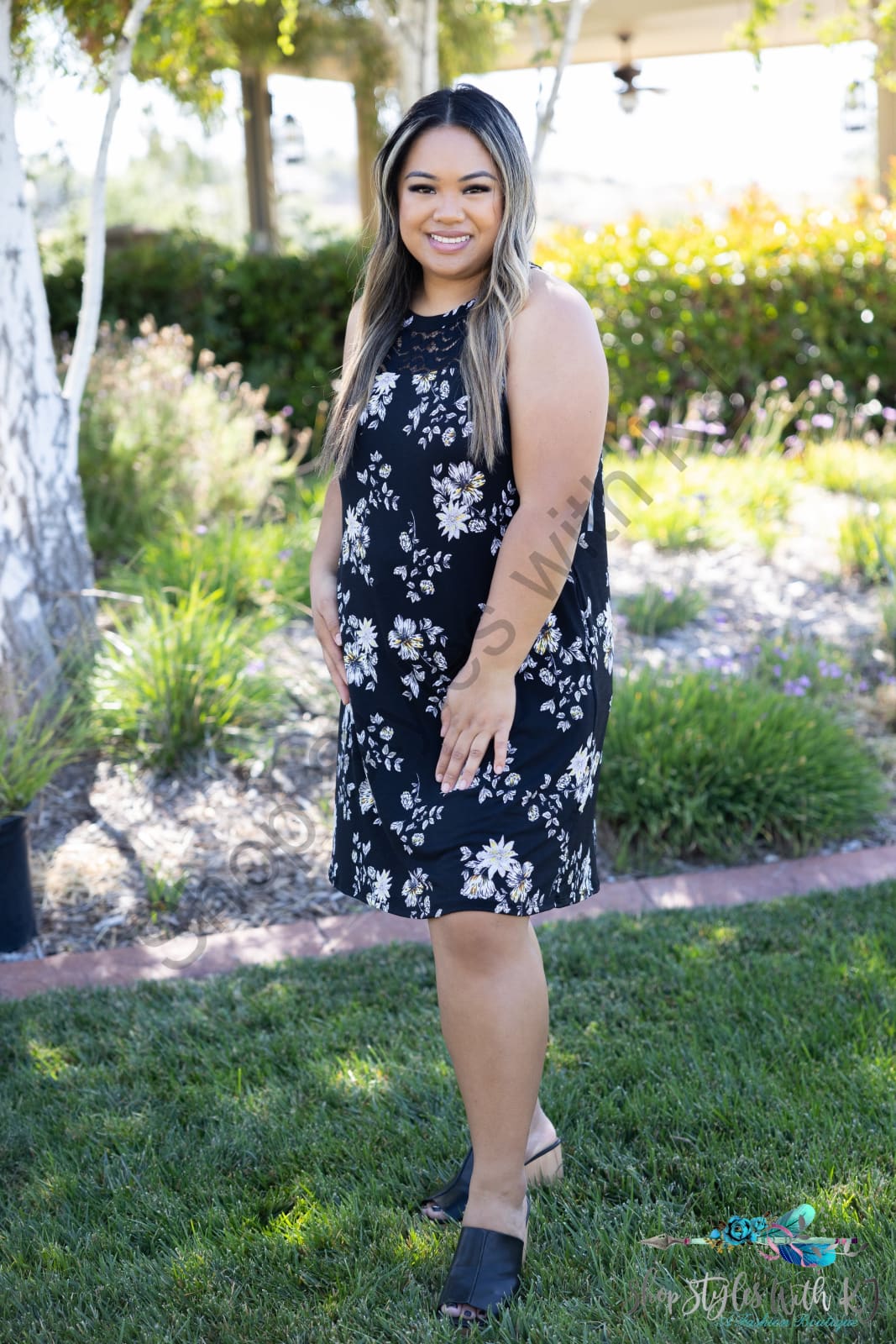 Floral Lace Trim Dress