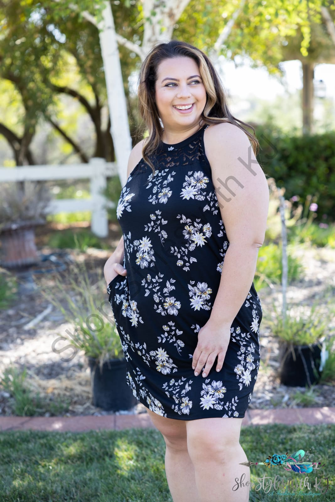 Floral Lace Trim Dress